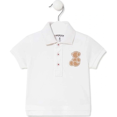 Tous Детска памучна тениска с яка Tous в бяло с изчистен дизайн (Casual.2021)