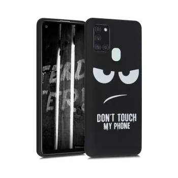 Image 1 of kwmobile Калъф с дизайн don't touch my phone за Samsung Galaxy A21s - черен