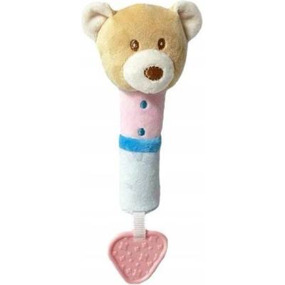 Teddies Pískátko/hryzátko medveď plyš 23cm béžovej na karte v sáčku
