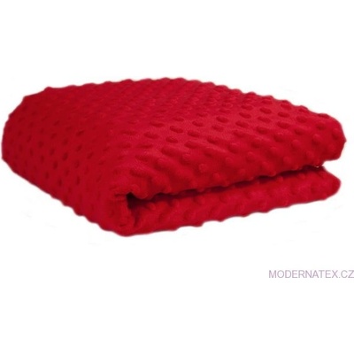 Látka minky puntík, 380 g/m², šíře 160 cm, metráž, červená