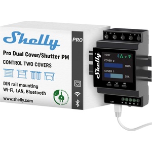 Shelly Pro Dual Cover/Shutter PM | LAN & WLAN Professional DIN Rail Smart Blinds Controller - 16 A | Home automation | No Hub Required | Alexa & Google Home | Performance measurement - 3800235268124