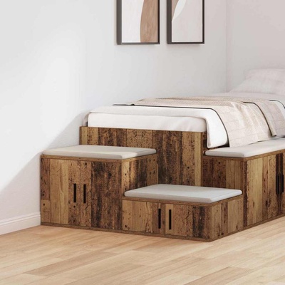 vidaXL Шкаф за съхранение 2 бр. Старо дърво 127 x 41 x 40 см (866657)