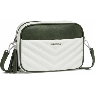 Miss Lulu dámská crossbody kabelka V-STICH bílo/zelená