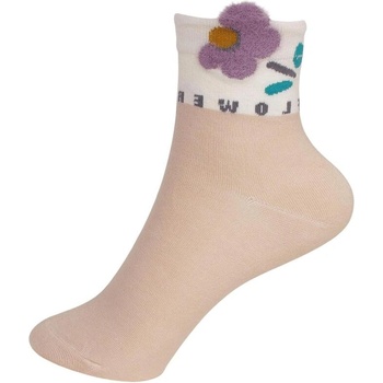Дамски бежови чорапи с цвете