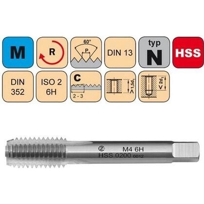 NÁSTROJE CZ Sadový závitník M22x2,5 III ISO2 HSS DIN 352 - 0200 - CZZ0200-M22-III-ISO2
