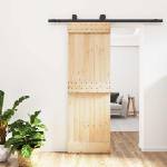 vidaXL Преплъзваща се врата Естествено и черно 70 x 210 cm (3444971)