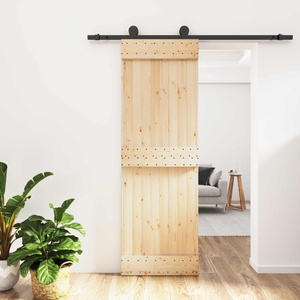 vidaXL Преплъзваща се врата Естествено и черно 70 x 210 cm (3444971)