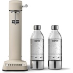 AARKE Carbonator 3, stainless steel soda maker with 2 x BPA-free bottles, sand finish - B1043-PET01 (B1043-PET01)