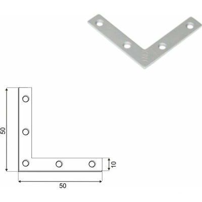 Domax NA montážny rohovník 50 - 50 x 50 x 10 x 2 mm 50 ks