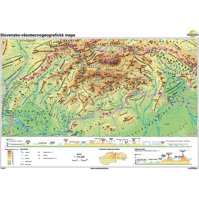 Cartographia Slovensko - všeobecnogeografická mapa (140x100 cm – 1:275000), nástenná, fóliovaná, lištovaná