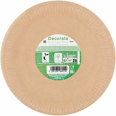 Decorata Kraft papierové taniere 23 cm