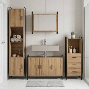 vidaXL Комплект шкафове за баня 3 бр. Дъб артизан 40 x 36 x 109, 5 см (3444530)