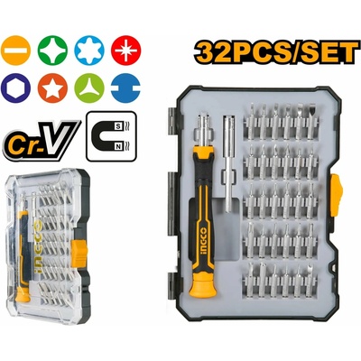 Ingco HKSDB0348 Šroubovák ráčna + bity sada 32ks CrV