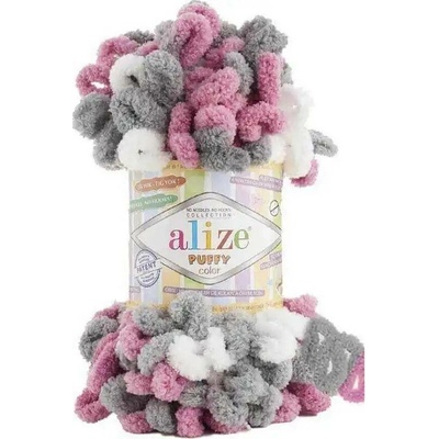 Alize Puffy Color 6070 Malina-šedá-bílá