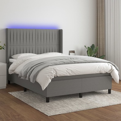 Petrashop 3138478 boxspring postel s matrací a LED tmavě šedá textil