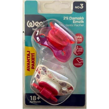 Wee Baby Залъгалки Wee Baby - Цикламени, с китчета, 2 броя, 18 м+ (439)