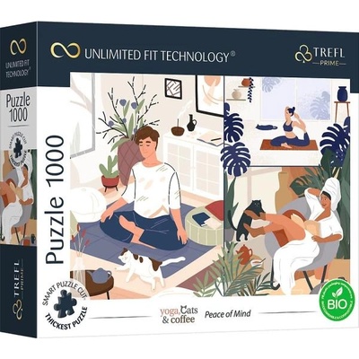 Trefl Prime Puzzle 1000 UFT - Йога, котки и кафе: Спокойствие в душата (10695)