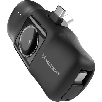 Wozinsky 3-in-1 Power Bank With Apple Watch Charger 5000mAh 15W - преносима външна батерия с вграден USB-C конектор, USB-C кабел, USB-C порт и зареждане на Apple Watch (черен)