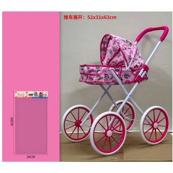 Метална зимна количка за кукли с големи гуми