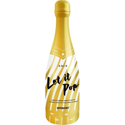 Amscan Fľaša na konfety zlatá 32 cm - zlaté stužky