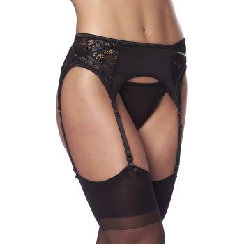 Image 1 of Amorable Suspender with Slip and Stockings Black
