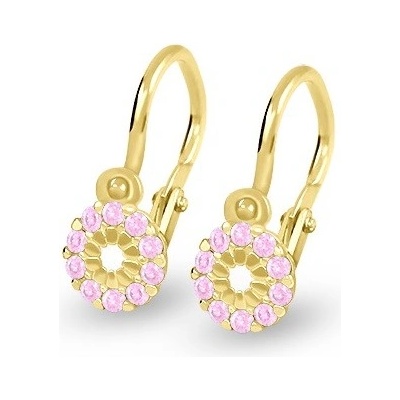 Soliter Dětské zlaté náušnice s růžovými zirkony 239 001 00516