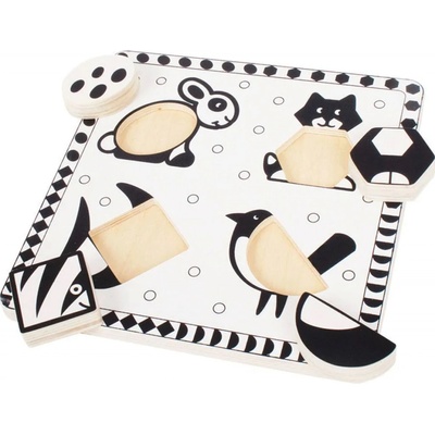 Bigjigs Toys vkladacie puzzle Domáce zvieratá čiernobiele