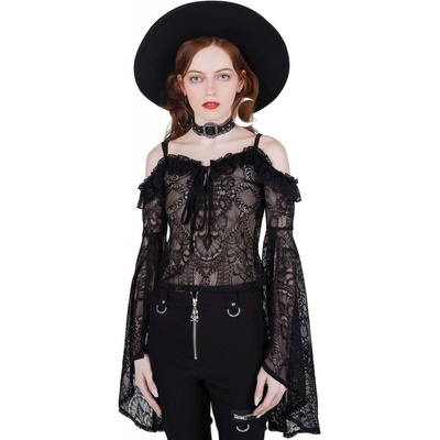 KILLSTAR tričko Breathless Lace Bardot Čierna