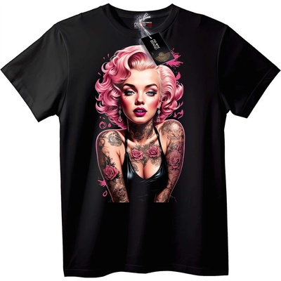 NOONEBRAND Тениска Кралица с Розова Коса и Татуировка - XL, Black