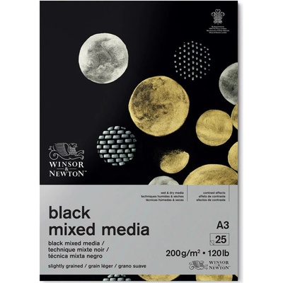 Winsor & Newton Blok Mixed Media Black Winsor & Newton, 200 g/m2 - A3