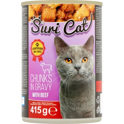 Suri Cat mäsové kúsky s hovädzím mäsom v omáčke 415 g