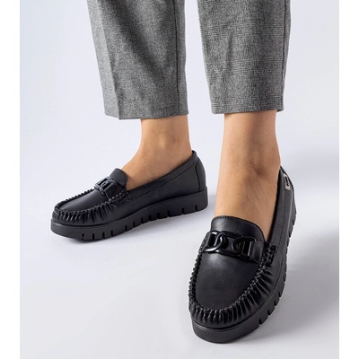 Gemre Black wedge buckle moccasins Lionella černá