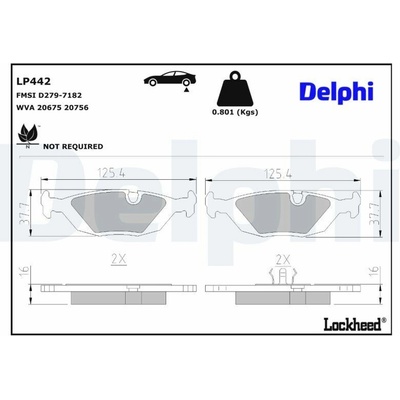 Sada brzdových platničiek kotúčovej brzdy DELPHI LP442