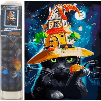 Norimpex - Puzzle Diamant painting: Halloween cat 30x40 cm - 1 - 39 piese