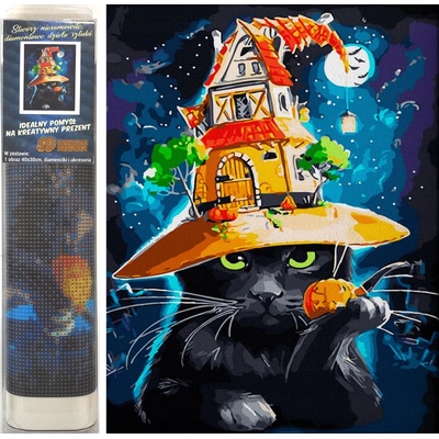 Norimpex - Puzzle Diamant painting: Halloween cat 30x40 cm - 1 - 39 piese