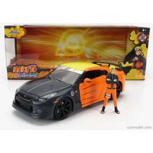 Jada Autíčko Nissan GT-R 2009 kovové s otevíratelnými částmi a figurka Naruto délka 20 cm 1:24