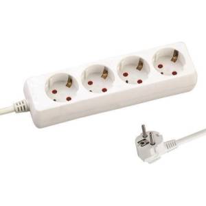 EUROLAMP Разклонител EUROLAMP SA - 10327, 4 гнезда, 1.5m, бял (147-62202)
