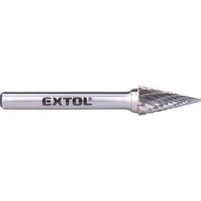 Fréza karbidová, konická-jehlan, EXTOL INDUSTRIAL pr. 10x20 mm, délka 65 mm, upínání 6 mm, střední sek, 17000-22000 rpm, balení 1 ks