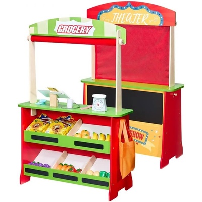 Smart Baby Дървен игрален комплект 2 в 1 Smart Baby - Магазин и театър (ACT267)