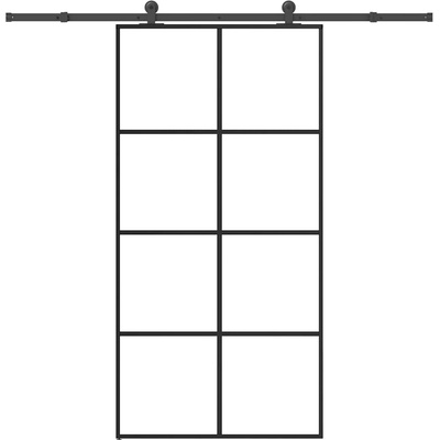 vidaXL Плъзгаща се врата с обков 102, 5x205 см ESG стъкло и алуминий (3332903)