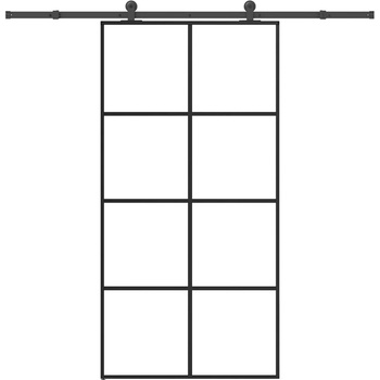 vidaXL Плъзгаща се врата с обков 102, 5x205 см ESG стъкло и алуминий (3332903)