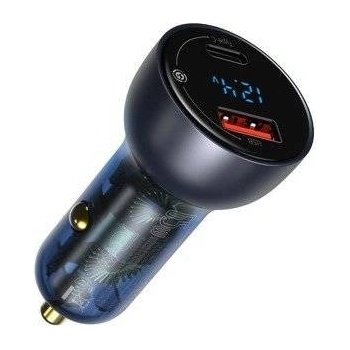 Baseus Digital Display Dual Quick Car Charger 65W (CCKX-0G) - зарядно за кола с USB-A и USB-C изходи, с дисплей и с технология за бързо зареждане (черен)