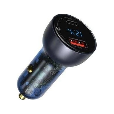 Baseus Digital Display Dual Quick Car Charger 65W (CCKX-0G) - зарядно за кола с USB-A и USB-C изходи, с дисплей и с технология за бързо зареждане (черен)