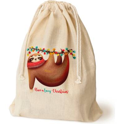 Allbag VIANOČNÉ VRECKO NA DARČEKY 30x45 cm ECRU EKOLOGICKÉ 145g S POTLAČOU