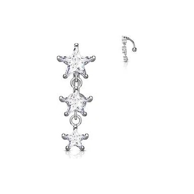 Šperky4U Obrácený piercing do pupíku s hvězdičkami WP0010-C