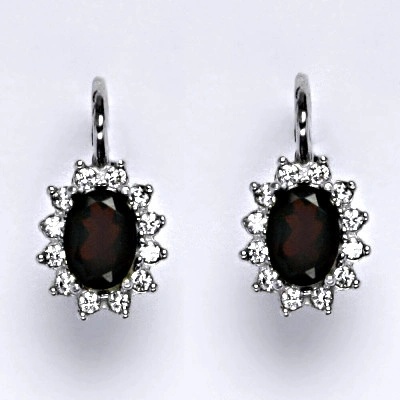 Čištín Zlaté náušnice Kate, přírodní granát, bílé i žluté zlato, NK 1480