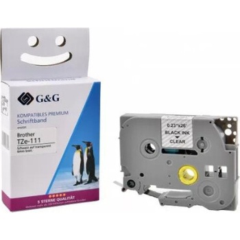 Compatible Лента за етикетни принтери BROTHER ТИП TZ - 6 mm x 8, 0 m - BLACK ON CLEAR TAPE - TZE111 (TZE-111) - P№ RL-BR-TZ111-BK - G&G (Compatible-TZE-111)