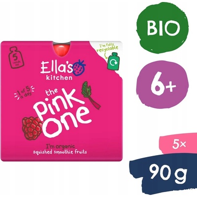 Ella's Kitchen BIO PINK ONE ovocné smoothie s dračím ovocem 5 x 90 g – Sleviste.cz