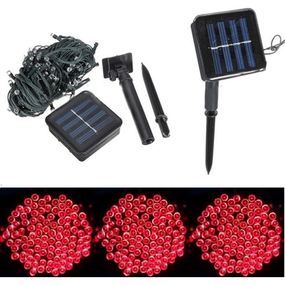 Solar Solární světelný řetěz červená 100LED 12M