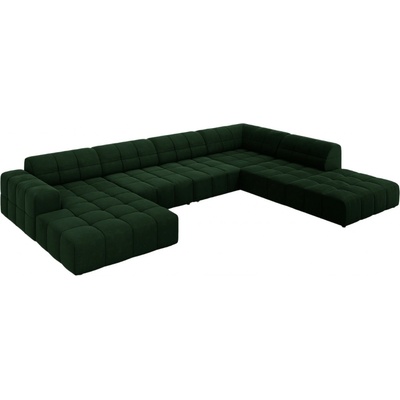 Cosmopolitan Design sametová rohová do "U" Chicago 364 cm pravá Lahvově zelená